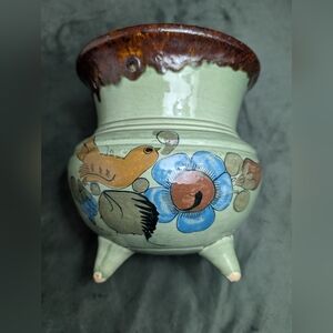 Tripod Planter Flower Pot Floral Earthy Glaze